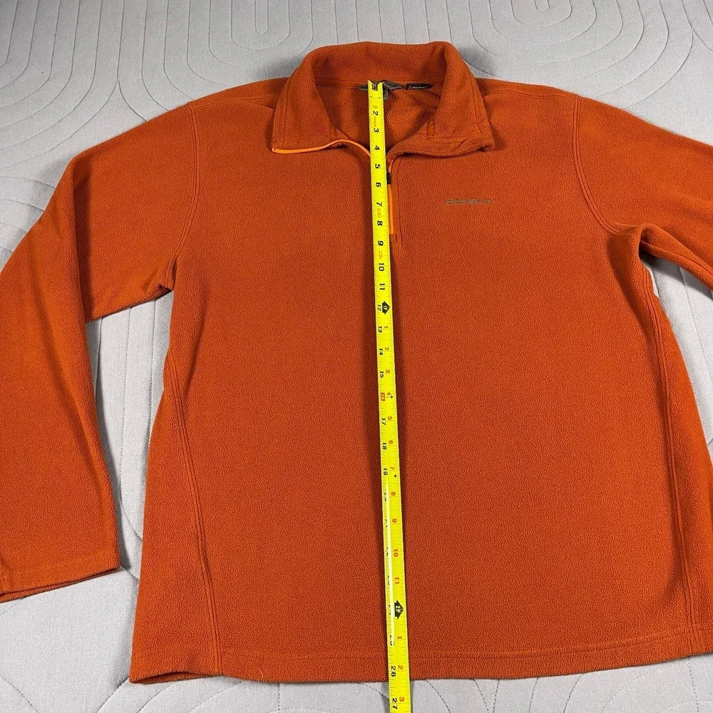 Eddie Bauer Men's Fleece 1/4 Zip Pullover Sweatshirt Size Medium Orange Polartec